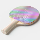 エレガントカラフルホログラフィックグリッタードリップ 卓球ラケット (正面アングル)