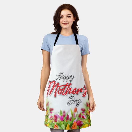 エレガントカラフルマザーズデイデザイン エプロン (着用した状態)