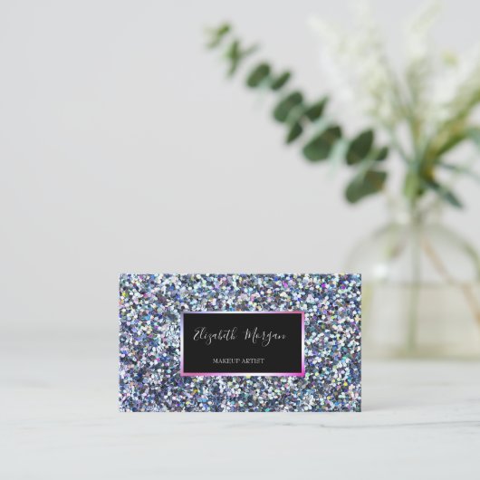 エレガントカラフルモダングリッター 名刺 (スタンド正面)