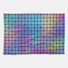 エレガントカラフルモダン正方形タイルのパターン | キッチンタオル