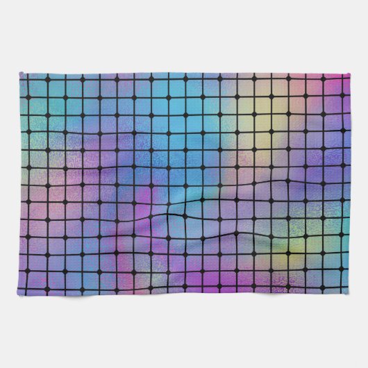 エレガントカラフルモダン正方形タイルのパターン | キッチンタオル (横)