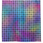 エレガントカラフルモダン正方形タイルのパターン | シャワーカーテン (正面)