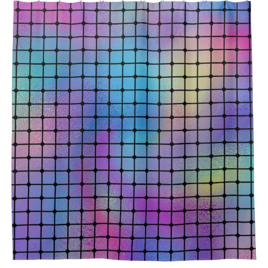 エレガントカラフルモダン正方形タイルのパターン | シャワーカーテン (正面)