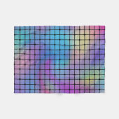 エレガントカラフルモダン正方形タイルのパターン | フリースブランケット (正面(横))