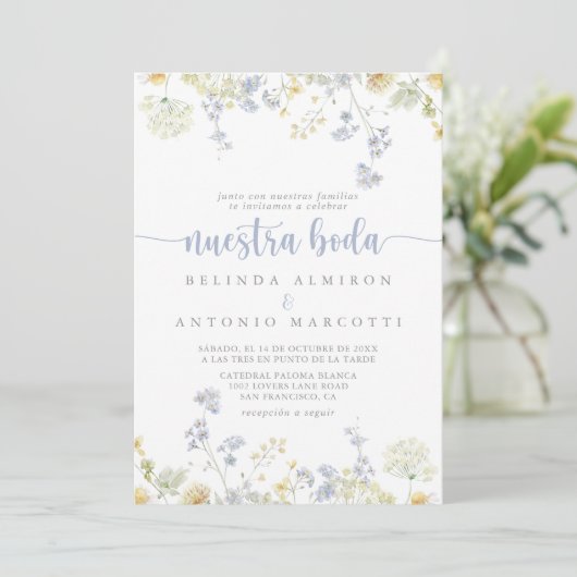エレガントカラフルワイルドフラワーヌエストラ結婚ボダ 招待状 (スタンド正面)
