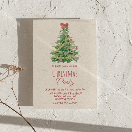 エレガントカラフル予測できなクリスマスの木パーティー 招待状