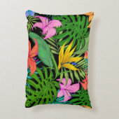 エレガントカラフル夏の熱帯フローラ葉 | アクセントクッション (裏面(縦))