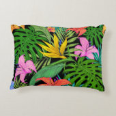エレガントカラフル夏の熱帯フローラ葉 | アクセントクッション (裏面)