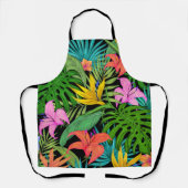 エレガントカラフル夏の熱帯フローラ葉 | エプロン (正面)