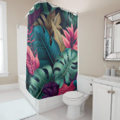 エレガントカラフル夏の熱帯フローラ葉 シャワーカーテン (インサイチュ)