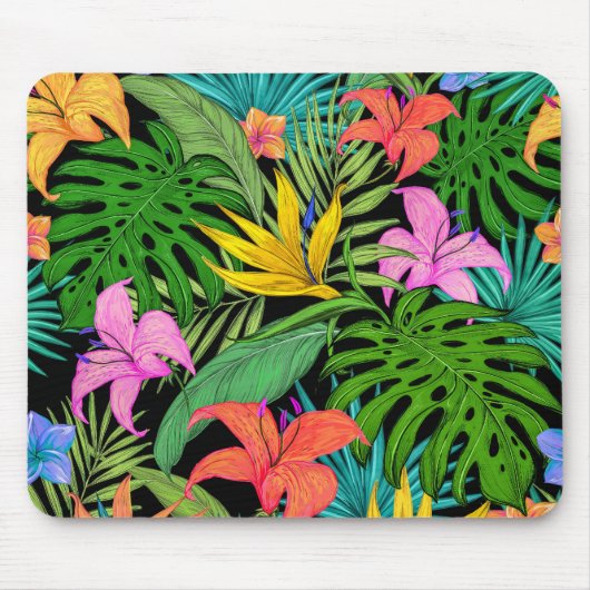 エレガントカラフル夏の熱帯フローラ葉 | マウスパッド (正面)