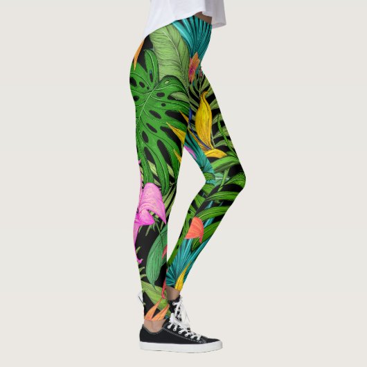エレガントカラフル夏の熱帯フローラ葉 | レギンス (右)