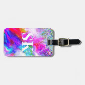 エレガントカラフル大理石アートグリッターホワイト ラゲッジタグ (正面横)