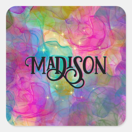 エレガントカラフル大理石アートモノグラム スクエアシール (正面)