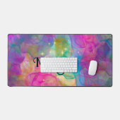 エレガントカラフル大理石アートモノグラム デスクマット (キーボード&マウス)