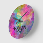 エレガントカラフル大理石アートモノグラム ラウンド壁時計 (傾斜)