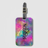 エレガントカラフル大理石アートモノグラム ラゲッジタグ (正面縦)