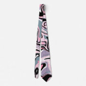 エレガントカラフル大理石ピンク紫ブラックブルー ネクタイ (裏面)