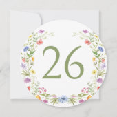 エレガントカラフル山花サークルテーブル番号 招待状 (正面)