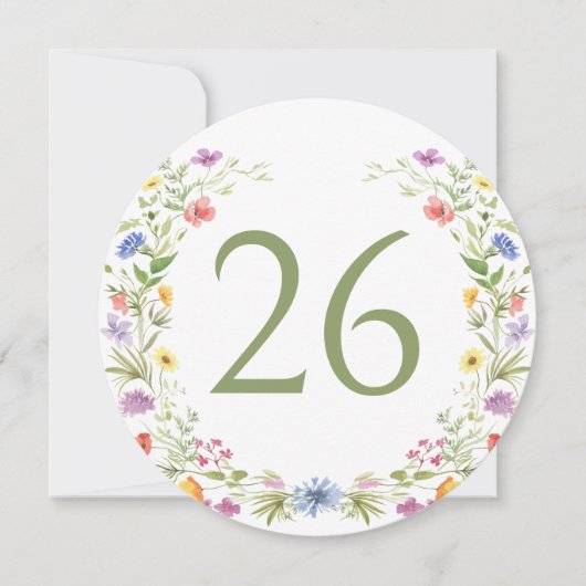 エレガントカラフル山花サークルテーブル番号 招待状 (正面)