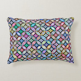 エレガントカラフル抽象芸術ステンドグラス模様 アクセントクッション
