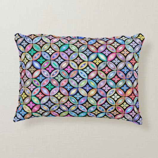 エレガントカラフル抽象芸術ステンドグラス模様 アクセントクッション (裏面)
