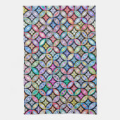 エレガントカラフル抽象芸術ステンドグラス模様 キッチンタオル (縦)