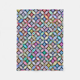 エレガントカラフル抽象芸術ステンドグラス模様 フリースブランケット