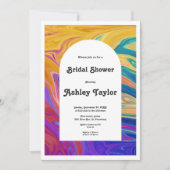 エレガントカラフル抽象芸術モダンブライダルシャワー 招待状 (正面)