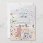 エレガントカラフル春の結婚写真 招待状 (正面)