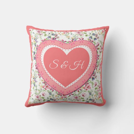 エレガントカラフル春フローラ水彩模様 クッション (裏面)