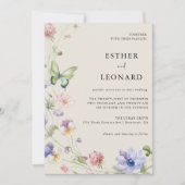 エレガントカラフル春結婚の 招待状 (正面)
