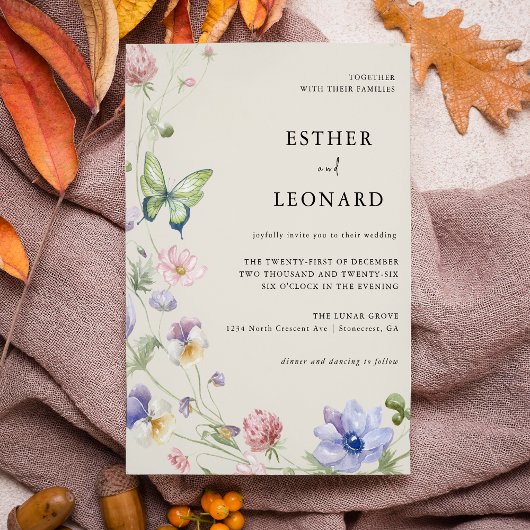 エレガントカラフル春結婚の 招待状