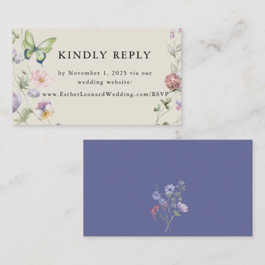 エレガントカラフル春Wildflower結婚のウェブサイト エンクロージャーカード (正面/裏面)