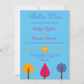 エレガントカラフル木の素朴青結婚い 招待状 (正面)