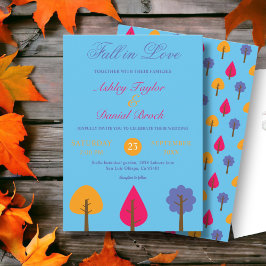 エレガントカラフル木の素朴青結婚い 招待状