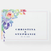 エレガントカラフル水カラーフローラLGBTQ結婚s ゲストブック (正面)