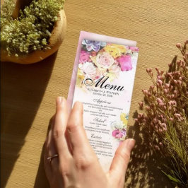 エレガントカラフル水彩花結婚のメニュー メニュー