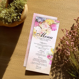 エレガントカラフル水彩花結婚のメニュー メニュー