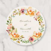 エレガントカラフル水色フローラ結婚カスタム フェイバータグ (裏面)