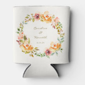 エレガントカラフル水色フローラ結婚カスタム 缶クーラー (正面)