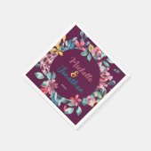 エレガントカラフル水色フローラ結婚 スタンダードカクテルナプキン (角)