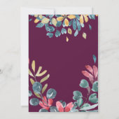 エレガントカラフル水色フローラ結婚 招待状 (裏面)