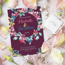 エレガントカラフル水色フローラ結婚