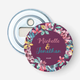 エレガントカラフル水色フローラ結婚 栓抜き