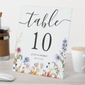 エレガントカラフル結婚ワイルドフラワーのテーブル番号 台座サイン (インサイチュ)