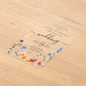 エレガントカラフル結婚野花 アクリル招待状 (レイダウン)