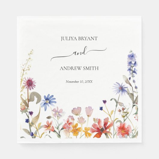 エレガントカラフル結婚野花 スタンダードランチョンナプキン (正面)