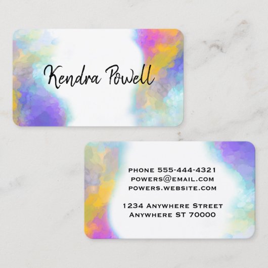 エレガントカラフル絵を描デザインカスタム 名刺 (正面/裏面)