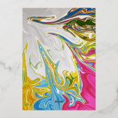 エレガントカラフル絵画抽象芸術結婚金ゴールド 箔招待状 (裏面)